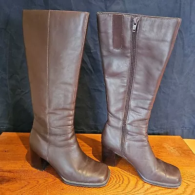 Amanda Smith 615 Uptown Knee High Leather Boots/Dark Brown Size 7M • $51.99