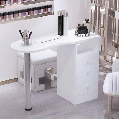 White Pro Manicure Table Technician Nail Art Tools Beauty Salon Bar Station Desk • £29.95