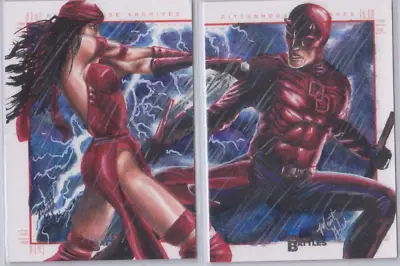 Glebe Daredevil Elektra Marvel Greatest Battles 2 Card Sketch Card • $1500