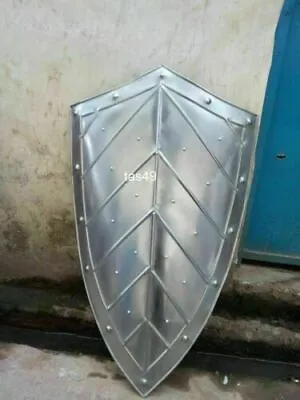 Medieval Knight Templar Crusader Metal Shield Armor Cross Lines On Front Style • $99.22
