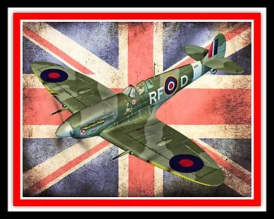 £6.99 • Buy Spitfire Aircraft Union Jack Flag Raf Royal Air Force Metal Plaque Tin Sign 1654