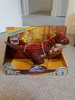 Imaginext Jurassic World Dinosaur Toy Spike Strike Carnotaurus With Baby Raptor • £20