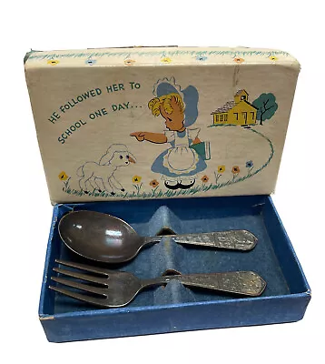 Rogers Sterling Silver Nursery Rhyme Mary Had A Little Lamb Fork Spoon Set Boxed • $99.99