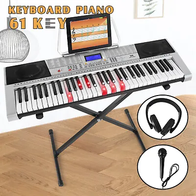 $109.99 • Buy 61Key Electronic Keyboard Piano Portable Digital Organ Lighted Key USB Headphone