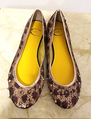 Just Cavalli Leopard Print Sequin Ballet Flats Shoes Size 37  • $325