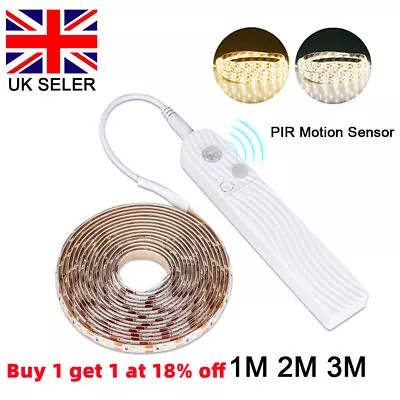 £1.99 • Buy Wireless Battery Powered LED Strip Lights PIR Motion Sensor Wardrobe Stair Lamp