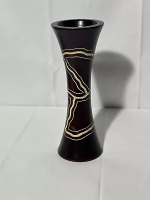 MCM Vintage Wood Carved Vase 8”T • $9.99