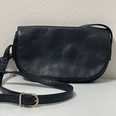 Vintage Retro Flings Crossbody Bag Black Leather Utility Pockets • $18.99