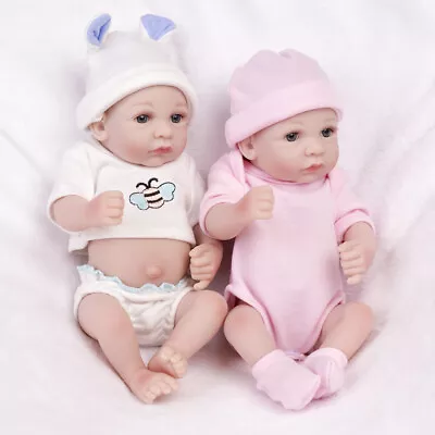 Full Body Silicone Vinyl Realistic 10  Newborn Boy/Girl/Twins Reborn Baby Dolls • £19.46