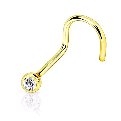 $8.99 • Buy 20g Gold Titanium 2mm Clear Gem Steel Nose Screw Stud Ring Body Piercing Jewelry
