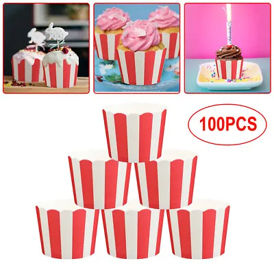 $7.39 • Buy 100x Large Paper Cupcake Liners Muffin Case Cake Paper Baking Cups Popcorn Cup