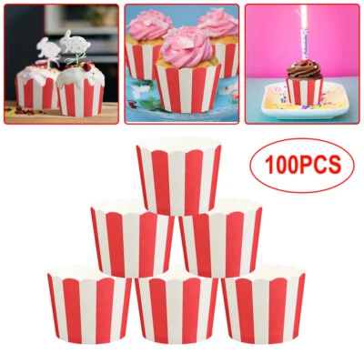 100x Large Paper Cupcake Liners Muffin Case Cake Paper Baking Cups Popcorn Cup • $8.98