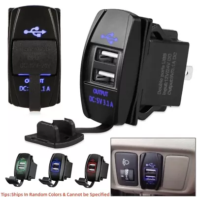 WATERPROOF 12-24V 3.1A Dual LED USB Car Auto Power Supply Charger Port Socket • $8.99