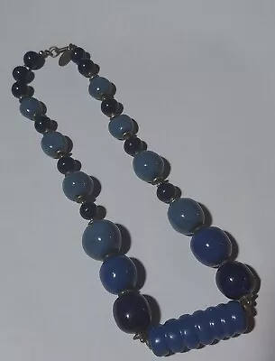 Vintage Miriam Haskell Blue Glass Bead Necklace  • $79.99