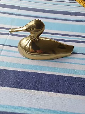 Vintage Brass/Gold Colored Mallard Duck Paper Weight Decor 5  Long • $22.90