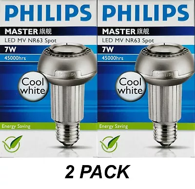 2 X 7W Philips LED R63 Light Globes Bulbs Lamps Cool White 4100K Screw E27 40D • $26.02