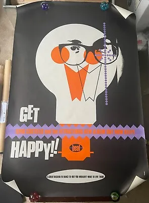 Original Rare Vintage Elvis Costello And The Attractions  Get Happy  Poster. • $488