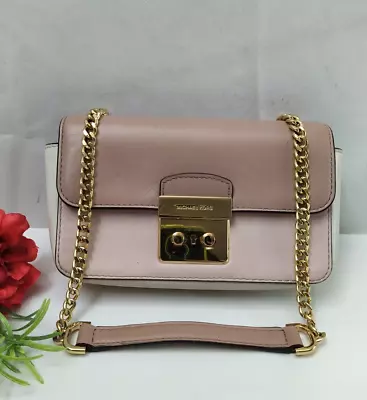 Michael Kors Sloan Editor Beige Soft Pink Leather Chain Strap Small Shoulder Bag • $58.50