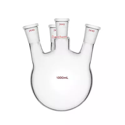 1000ml 24/40 4-Neck Glass Flask Round Bottom 1L Four Necks Lab Chemistry Bottle • $45.99