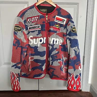 Supreme Vanson Leather Cordura Red Camo  Jacket  • $700