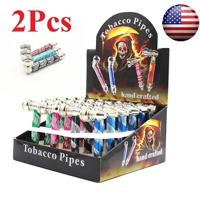 2pcs  Metal Tobacco Smoking Pipe Portable + 10 FREE Screens! 001 • $7.95