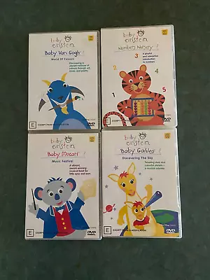 4 X Baby Einstein DVD's: Baby Galileo Baby Mozart Numbers Nursery Baby Van Go • $40