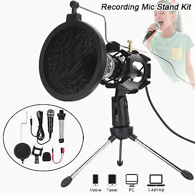Studio Condenser Microphone Mic Kit + Tripod Stand For PC Laptop Recording S9S5 • $13.99
