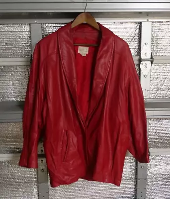 1980's Vintage Vakko Red Leather Women Jacket Medium • $100