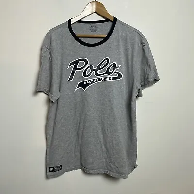 Polo Ralph Lauren Tshirt Mens Grey Size XL Script Logo Cotton Short Sleeve • $25