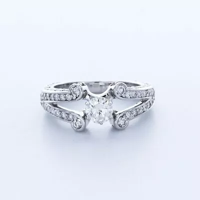 1.29ct E/VS2 Round Natural Diamonds 18k White Gold Vintage Style Side-Stone Ring • $2068