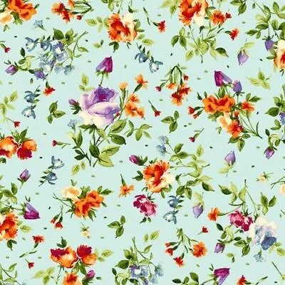 Bloom On! By Maywood Studio - Aqua Spaced Floral   #10073-Q • $11.95