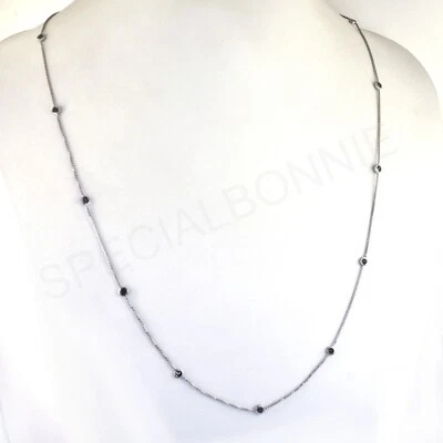 $70 • Buy Beautiful Black Diamond Necklace With- 925 Silver Chain ! Video.