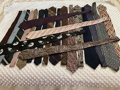 Bundle Lot Of 20 Mens Neck Ties Some Vintage-various Brands-most Are 100% Silk • $5