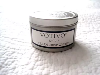 Votivo Clean Crisp White No. 19 TR  Travel Tin 3 Oz 20-25 Hours Burning Time NEW • $9.88