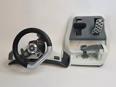 Xbox 360 Wireless Racing Steering Wheel With Force Feedback And Pedals Untested  • $49.99