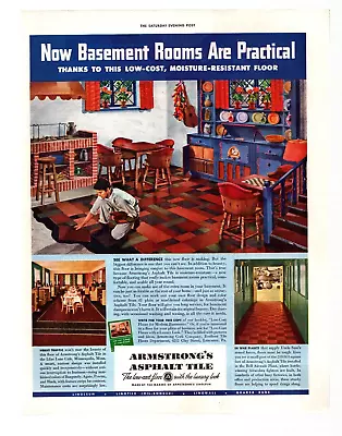 Vtg Print Ad 1942 Armstrong's Asphalt Flooring Tile Linoleum Quaker Rugs • $9.75