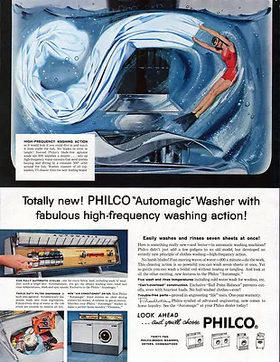 Female Skin Diver In Philco Automagic Washing Machine 1958 Magazine Print Ad • $22.99