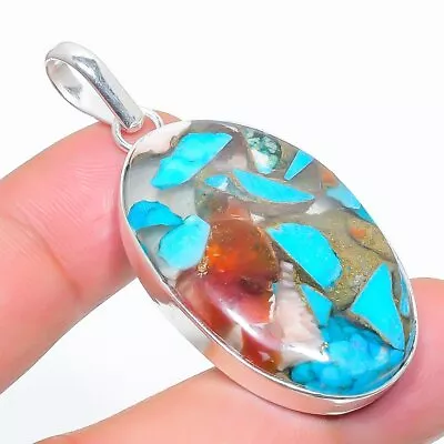 Spiny Oyster Gemstone Handmade 925 Sterling Silver Jewelry Pendant 2.05  N625 • $11.95