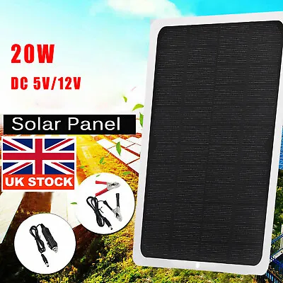 20W Solar Panel Kit 12V Trickle Battery Charger For Car Van Caravan Boat Kit UK • £13.99