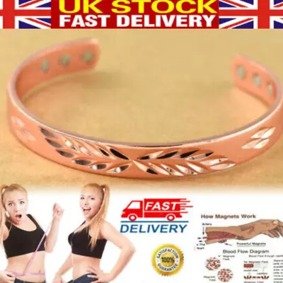 Ladies Copper Magnetic Bracelet Carpal Tunnel Bangle Arthritis Pain Relief Uk • £4.99