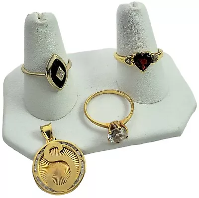 10K Gemstone & Diamond Rings & A CZ Pendant 7.95 Grams • $9.99