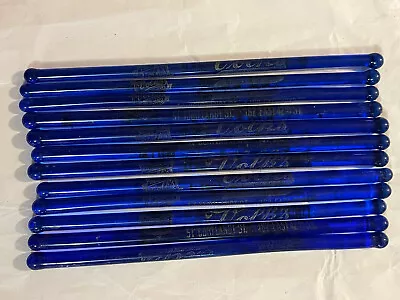 Vtg Lot Glass Cobalt Blue Swizzle Stirrer Sticks Advertising Volk's NYC German B • $34.13