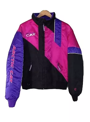 VTG Arctic Cat Articwear Jacket Womens L Purple Pink Black Bomber USA Snowmobile • $63