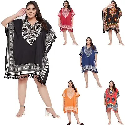 Women Summer Lace Kaftan Tunic Plus Size Beach Cover Up Printed Blouse Top Girls • $13.99