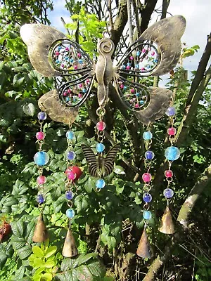 Hand Made Indian Metal Iron Butterfly Bells Beads Garden Wind Chime Mobile  • £999.99
