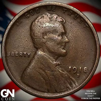 1918 S Lincoln Cent Wheat Penny X2593 • $3