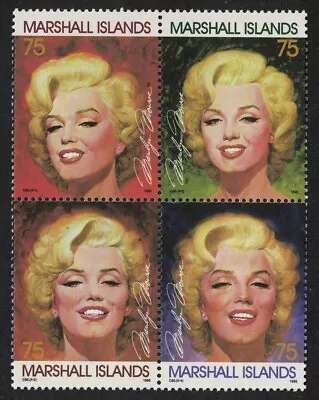 SALE Marshall Is. Marilyn Monroe Actress 4v Blocks Of 4 1995 MNH • £2.99