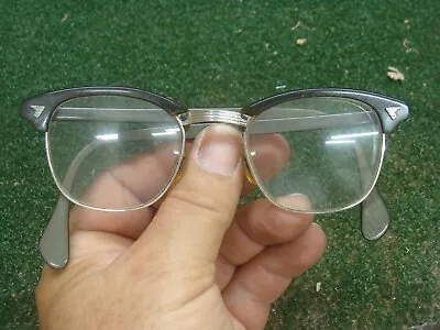 Vintage American Optical Eyeglasses Horn-rimmed 46 22 Silver Metal & Plastic • $29.99