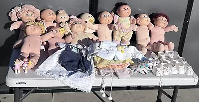 Large Vintage Cabbage Patch Lot 11 Dolls Shoes Clothes Figurines!! • $100