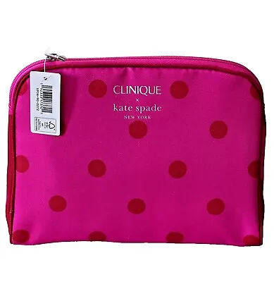 CLINIQUE X Kate Spade Pink Red Polka Dots Cosmetic Bag  Pouch (NEW 2023) • $8.99